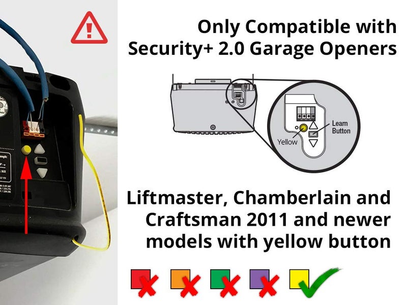 LiftMaster 883LMW Wall-Mounted Wired Push Garage Door Opener and Doorbell Button with Light Button - Compatible only with Security+ 2.0 Garage Door openers That Have a Round Yellow Learn Button - Image 1